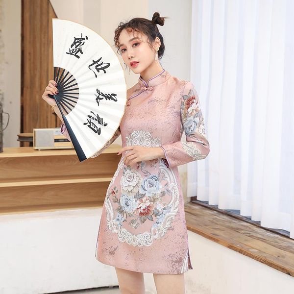 ethnic clothing 2021 spring style dignified atmosphere retro young chinese jacquard embroidery improved cheongsam dress women qipao, Red
ethnic clothing 2021 spring style dignified atmosphere retro young chinese jacquard embroidery improved cheongsam dress women qipao, Red