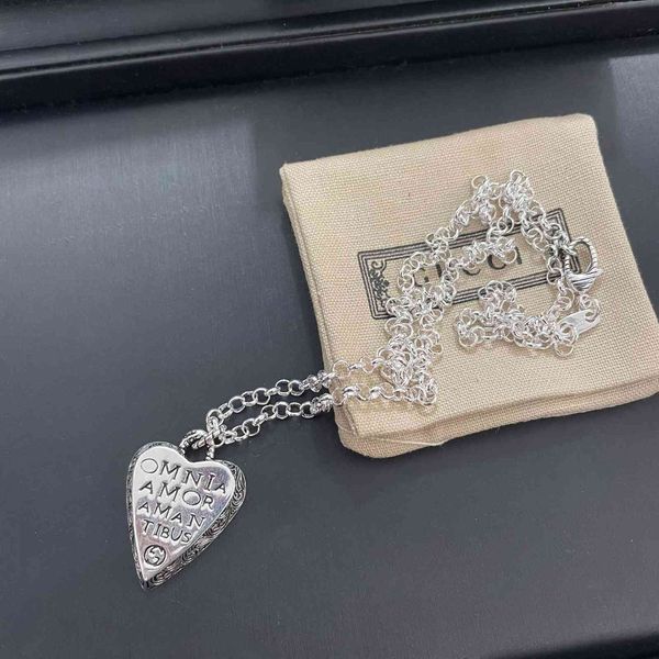 double heart-shaped pattern necklace made old letters carved vines love pendant lovers sweater chain, Silver
double heart-shaped pattern necklace made old letters carved vines love pendant lovers sweater chain, Silver
