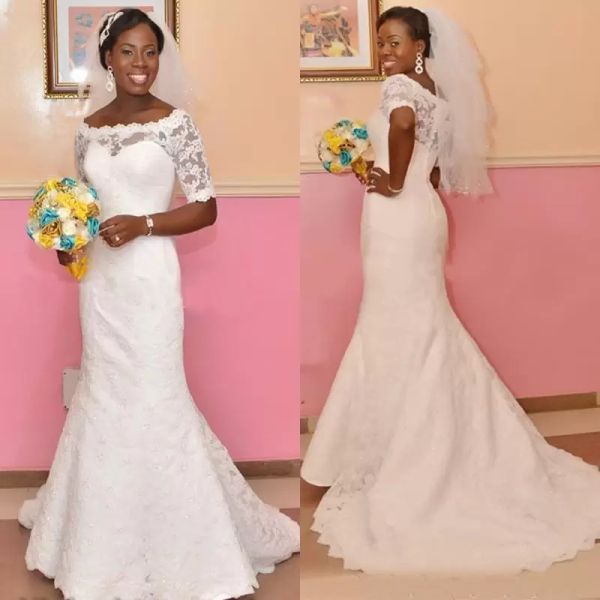 gorgeous lace mermaid wedding dresses bridal gown arabic 1/2 half sleeves scoop neck scalloped sweep train custom made 2022 vestido de novia, White
gorgeous lace mermaid wedding dresses bridal gown arabic 1/2 half sleeves scoop neck scalloped sweep train custom made 2022 vestido de novia, White