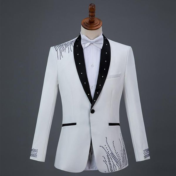 men's suits & blazers european station costumes male suit singer host costume stage chorus ceremonies show dress, White;black
men's suits & blazers european station costumes male suit singer host costume stage chorus ceremonies show dress, White;black
