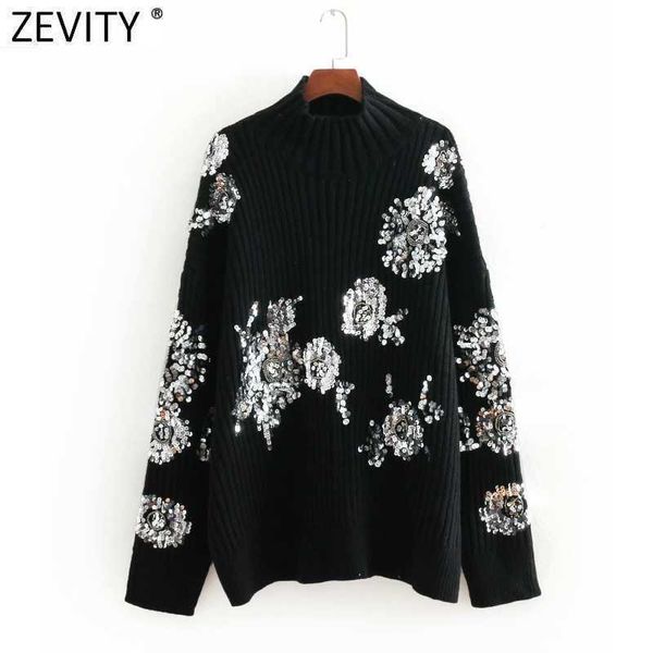 zevity women high street sequins embroidery appliques knitting sweater ladies chic long sleeve brand pullovers s512 210603, White;black
zevity women high street sequins embroidery appliques knitting sweater ladies chic long sleeve brand pullovers s512 210603, White;black