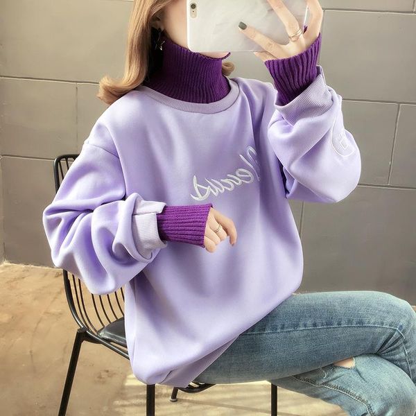 women's hoodies & sweatshirts autumn winter 2021 women pullovers fake two piece casual letter embroidery sweatshirt turtleneck long sle, Black
women's hoodies & sweatshirts autumn winter 2021 women pullovers fake two piece casual letter embroidery sweatshirt turtleneck long sle, Black
