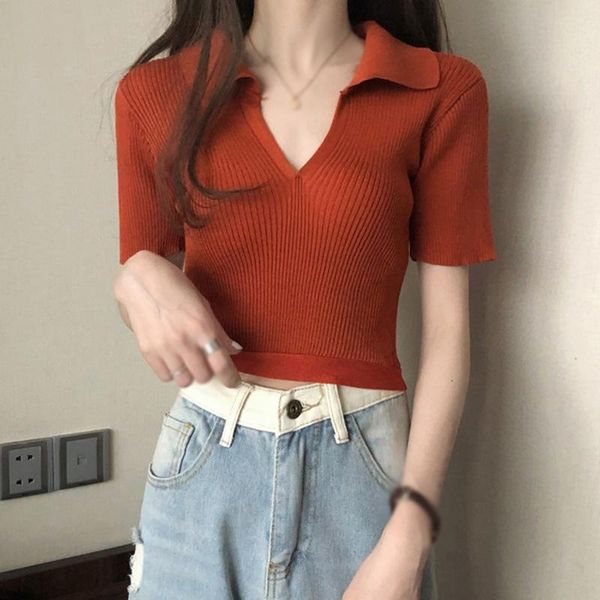 women's t-shirt women t shirts summer solid color v neck slim backless lace up short sleeve ladies korean style casual knitted crop, White
women's t-shirt women t shirts summer solid color v neck slim backless lace up short sleeve ladies korean style casual knitted crop, White