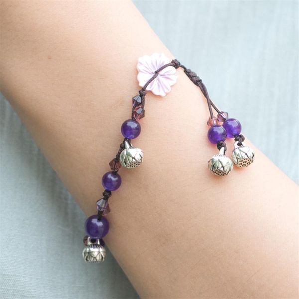 charm bracelets bracelet for women purple beaded flower concise vintage fashion jewelry accessories chain bs58, Golden;silver 
charm bracelets bracelet for women purple beaded flower concise vintage fashion jewelry accessories chain bs58, Golden;silver