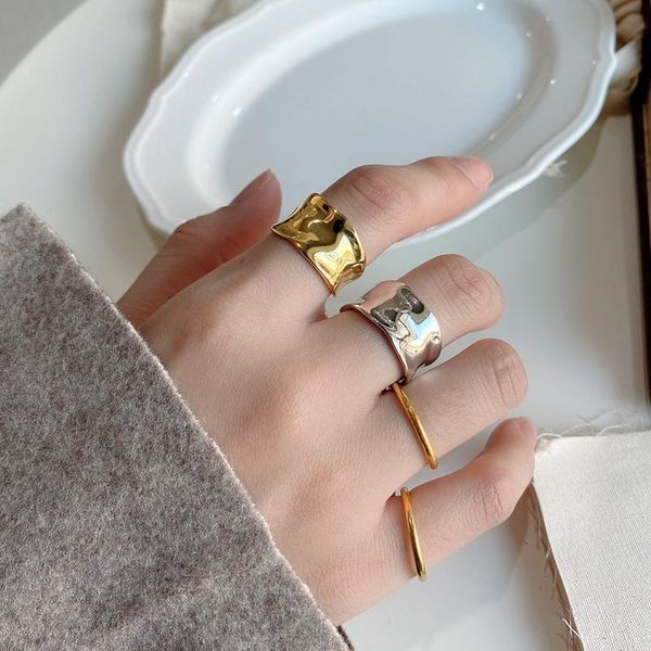 cluster rings silvology 925 sterling silver wave irregular wide ring minimalist designers fashionable womens korea festival jewelry gift, Golden;silver
cluster rings silvology 925 sterling silver wave irregular wide ring minimalist designers fashionable womens korea festival jewelry gift, Golden;silver
