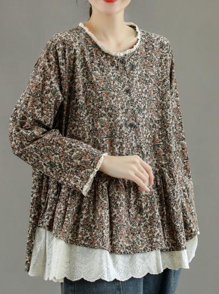 women's t-shirt spring women retro shredded flower faux-two piece long-sleeve cotton mori girl lace embroidery loose wide shirt, White
women's t-shirt spring women retro shredded flower faux-two piece long-sleeve cotton mori girl lace embroidery loose wide shirt, White