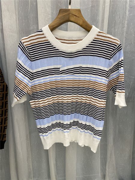 308 2021 spring summer brand same style sweaters pullover regular short sleeve crew neck women clothes, White;black
308 2021 spring summer brand same style sweaters pullover regular short sleeve crew neck women clothes, White;black