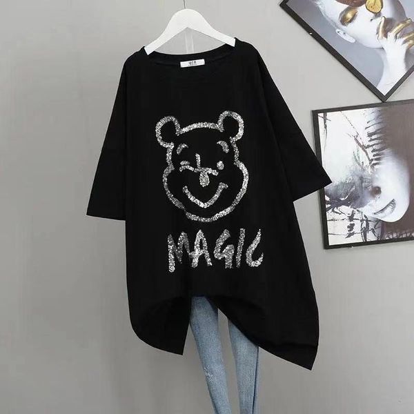 women's t-shirt plus size summer short women mid-length long loose cotton comfort t shirt lady 2021 with sleeve female clothes, White
women's t-shirt plus size summer short women mid-length long loose cotton comfort t shirt lady 2021 with sleeve female clothes, White