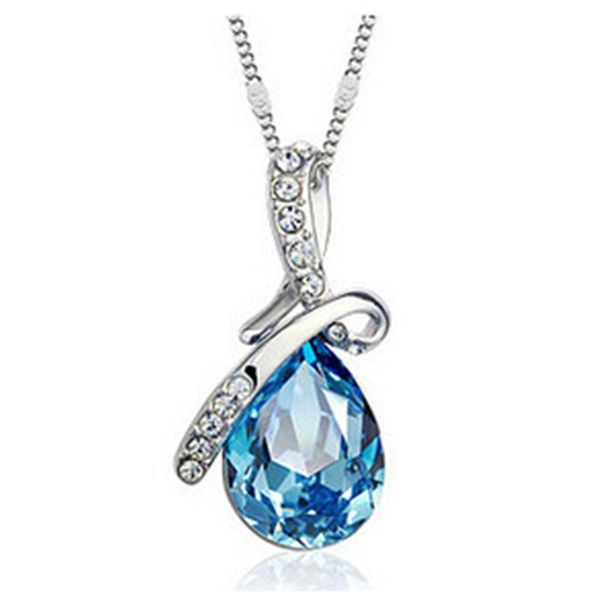 trendy crystal water drop pendant necklace rhinestone shine blue red women bridal wedding jewelry gifts for girlfriend necklaces, Silver
trendy crystal water drop pendant necklace rhinestone shine blue red women bridal wedding jewelry gifts for girlfriend necklaces, Silver