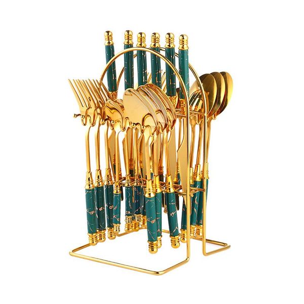 24pcs with stand dinnerware set ceramic handle stainless steel tableware knife fork coffee spoon flatware cutlery sets
24pcs with stand dinnerware set ceramic handle stainless steel tableware knife fork coffee spoon flatware cutlery sets