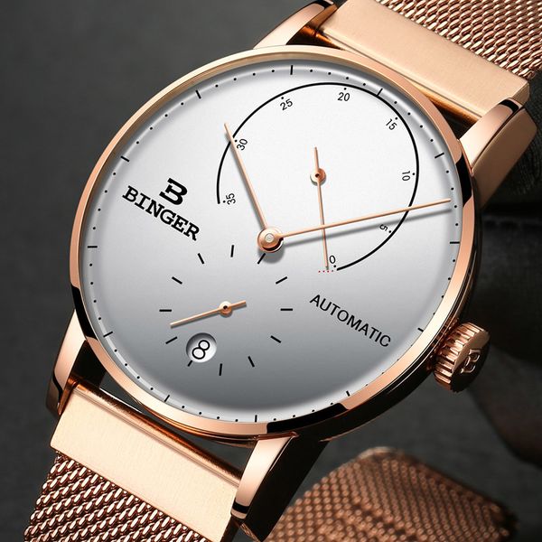 42mm switzerland binger men's watches automatic mechanical men's japan's movement rose gold relogio masculino b-1187g-3, Slivery;brown
42mm switzerland binger men's watches automatic mechanical men's japan's movement rose gold relogio masculino b-1187g-3, Slivery;brown