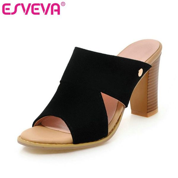 dress shoes esveva 2021 women sandals flock summer round toe slingback elegant square high heel slip on pumps size 34-43, Black
dress shoes esveva 2021 women sandals flock summer round toe slingback elegant square high heel slip on pumps size 34-43, Black