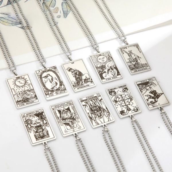 pendant necklaces 2021 tarot necklace fool magician high priestess empress lover death titanium steel chain for men women wholesale, Silver
pendant necklaces 2021 tarot necklace fool magician high priestess empress lover death titanium steel chain for men women wholesale, Silver