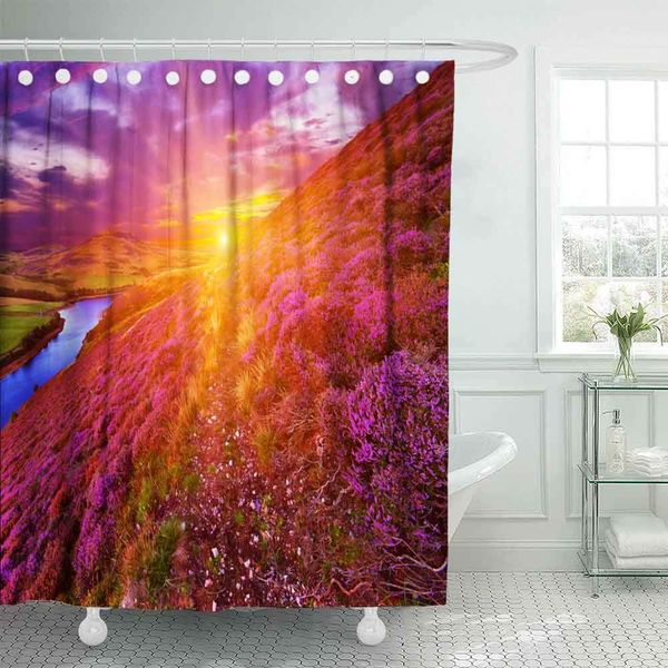farmhouse shower curtain,extra long shower curtain colorful landscape scenery with footpath through the hill covered by violet
farmhouse shower curtain,extra long shower curtain colorful landscape scenery with footpath through the hill covered by violet