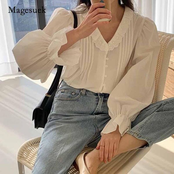 women's blouses & shirts fashion lantern long sleeve shirt korean chic autumn sweet pleated lace collar causal blusas 10571, White
women's blouses & shirts fashion lantern long sleeve shirt korean chic autumn sweet pleated lace collar causal blusas 10571, White