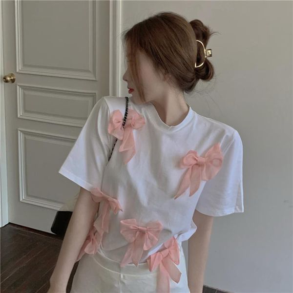 summer women sweet fashion round collar with bowknot t shirt short sleeve tees you37 women's t-shirt, White
summer women sweet fashion round collar with bowknot t shirt short sleeve tees you37 women's t-shirt, White