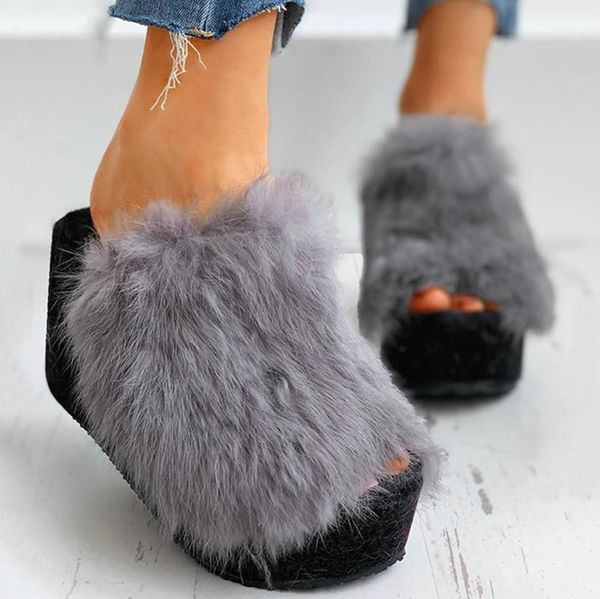 plush platform wedge heel women's slippers casual open-toed shoes indoor and outdoor comfortable slippers#, Black
plush platform wedge heel women's slippers casual open-toed shoes indoor and outdoor comfortable slippers#, Black