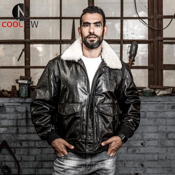 men's leather & faux .brand winter jacket,classic g1 style coat,mens military sheepskin jacket.flight bomber jacket, Black
men's leather & faux .brand winter jacket,classic g1 style coat,mens military sheepskin jacket.flight bomber jacket, Black