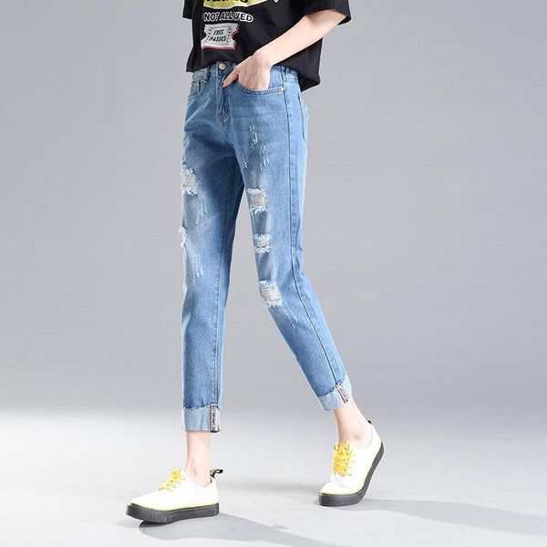 women's jeans summer denim capri pants women casual slim elastic breeches boyfriends mom streetwear ripped distressed hole, Blue
women's jeans summer denim capri pants women casual slim elastic breeches boyfriends mom streetwear ripped distressed hole, Blue