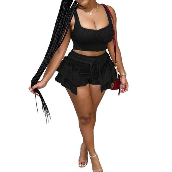 women's tracksuits women two piece sweet suits sleeveless crop & ruffles shorts set summer chic streetwear 2021, Gray
women's tracksuits women two piece sweet suits sleeveless crop & ruffles shorts set summer chic streetwear 2021, Gray