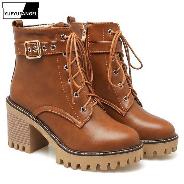 women fashion block heel shoes buckle lace up comfortable for pu leather high boots punk round toe brown, Black
women fashion block heel shoes buckle lace up comfortable for pu leather high boots punk round toe brown, Black