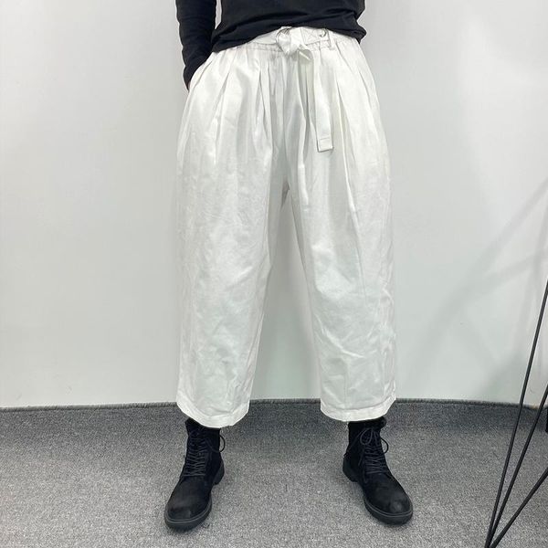 men's pants straight wide leg casual spring/summer solid color elastic waist simple cargo loose nine points, Black
men's pants straight wide leg casual spring/summer solid color elastic waist simple cargo loose nine points, Black