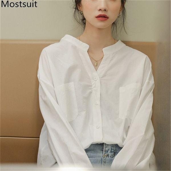 autumn white fashion korean blouses shirts women long sleeve v-neck loose casual female blusas femme 210513
autumn white fashion korean blouses shirts women long sleeve v-neck loose casual female blusas femme 210513