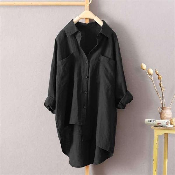 spring arts style women long sleeve loose shirts double pocket solid cotton linen vintage blouse plus size 210512, White
spring arts style women long sleeve loose shirts double pocket solid cotton linen vintage blouse plus size 210512, White
