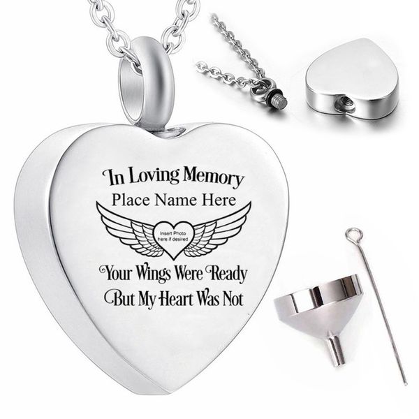 heart-shaped angel wings cremation pendant necklace to commemorate family ashes urn-in loving memory place name here..., Silver
heart-shaped angel wings cremation pendant necklace to commemorate family ashes urn-in loving memory place name here..., Silver