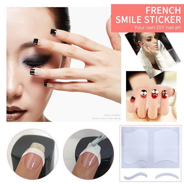 1set french nail stickers white smile line form fringe guides sticker diy decoration art manicure stickers1, Black
1set french nail stickers white smile line form fringe guides sticker diy decoration art manicure stickers1, Black