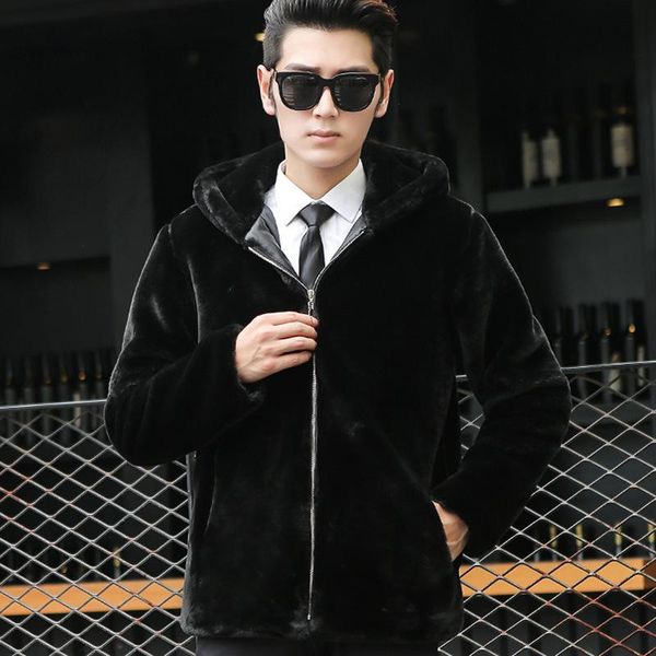 men's fur & faux fashion winter men clothing coat imitation mink jacket hooded zipper, Black
men's fur & faux fashion winter men clothing coat imitation mink jacket hooded zipper, Black