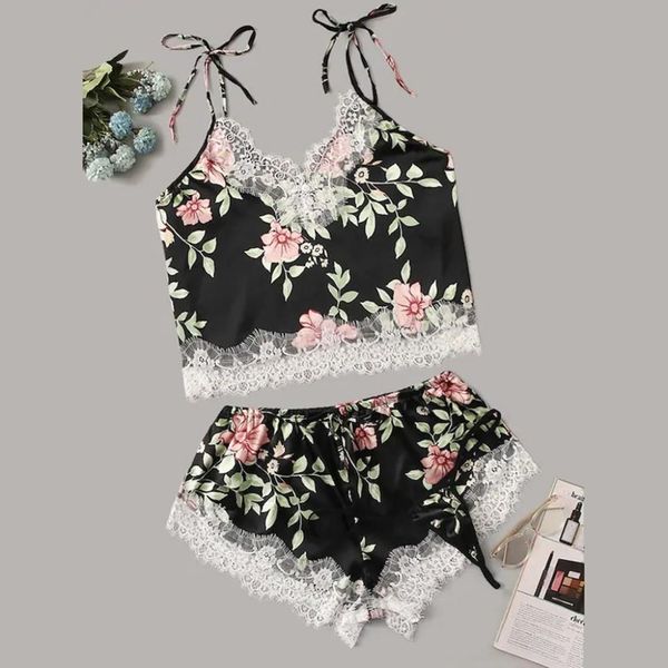 pajamas pyjamas 3pc satin womens sleepwears lace silk camisole shorts thong set printing lingerie pijama, Black;red
pajamas pyjamas 3pc satin womens sleepwears lace silk camisole shorts thong set printing lingerie pijama, Black;red