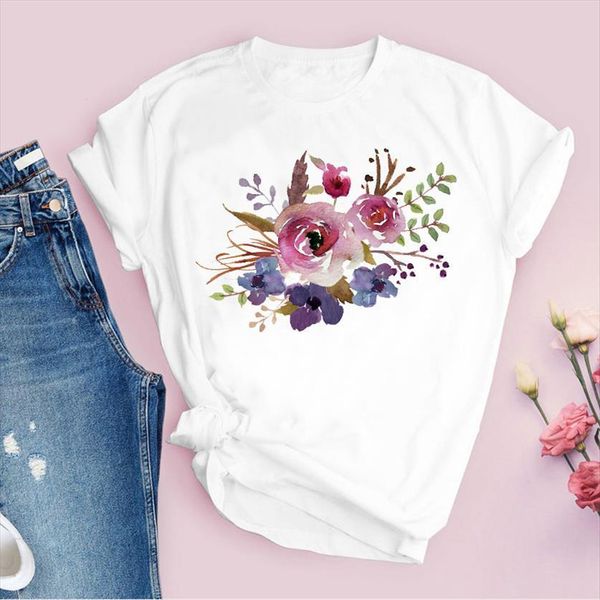 graphic flower floral fashion womens t shirt 90s style vintage print tees clothing female, White
graphic flower floral fashion womens t shirt 90s style vintage print tees clothing female, White