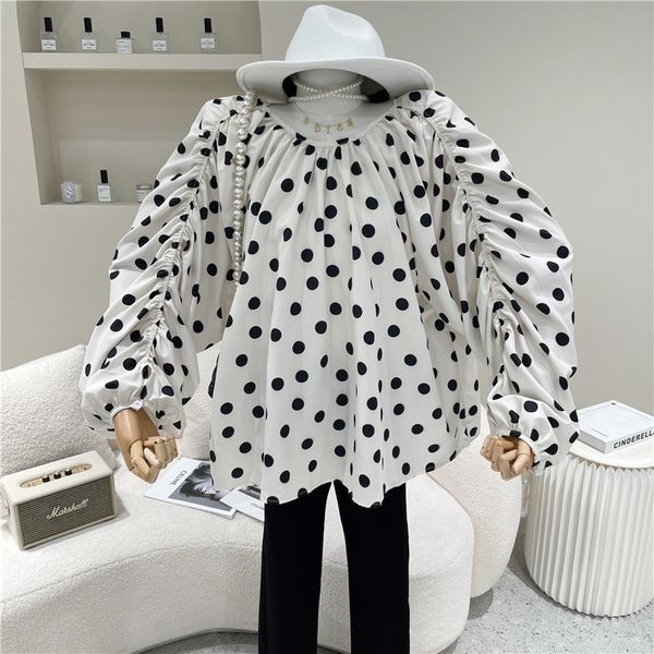 blouses spring female summer niche fashion dot shirt design cord back up versatile retro rentals, White
blouses spring female summer niche fashion dot shirt design cord back up versatile retro rentals, White