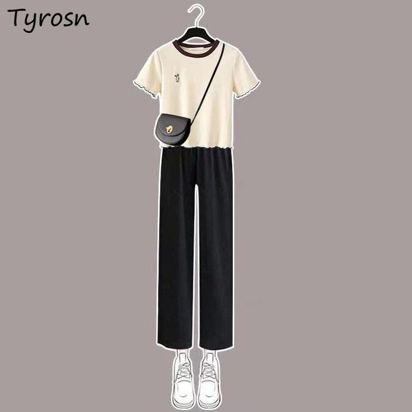 women's two piece pants women sets korean fashion baggy wide leg summer sweet o-neck print short sleeve cropped t-shirts mujer pieces, White
women's two piece pants women sets korean fashion baggy wide leg summer sweet o-neck print short sleeve cropped t-shirts mujer pieces, White