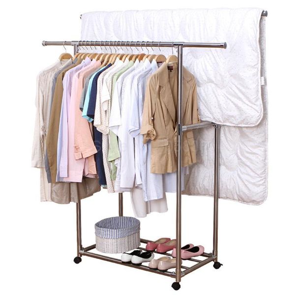 laundry bags 7999 stainless steel double pole drying rack floor indoor cool balcony hanging clothes
laundry bags 7999 stainless steel double pole drying rack floor indoor cool balcony hanging clothes