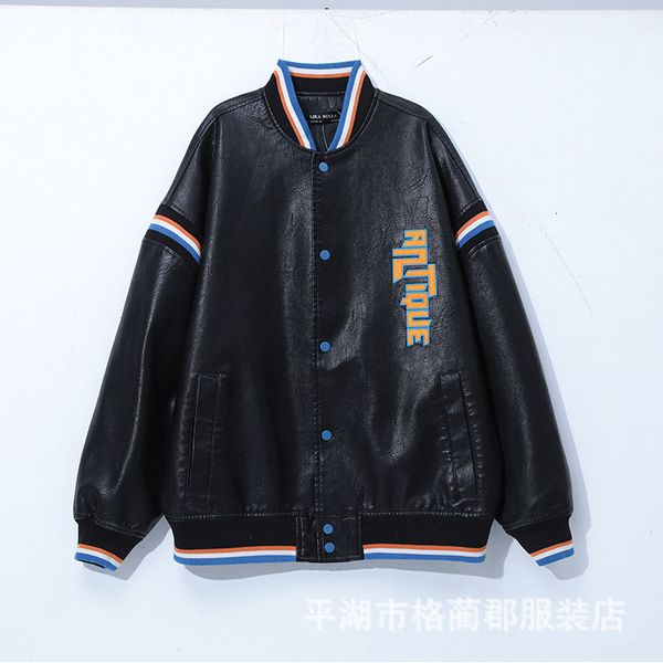 leather jacket coat men's and women's same style spring 2021 stand collar loose casual baseball couple's top, Black
leather jacket coat men's and women's same style spring 2021 stand collar loose casual baseball couple's top, Black