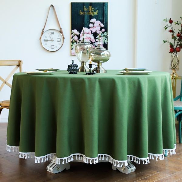 table cloth lace round household cotton and linen large green blue solid color dustproof mat
table cloth lace round household cotton and linen large green blue solid color dustproof mat