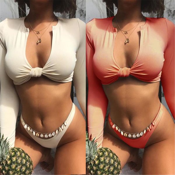 women's swimwear surfing swimsuit for women bikini long sleeve v neck bowknot push up summer bath suit two piece bandeau biquini, White;black
women's swimwear surfing swimsuit for women bikini long sleeve v neck bowknot push up summer bath suit two piece bandeau biquini, White;black