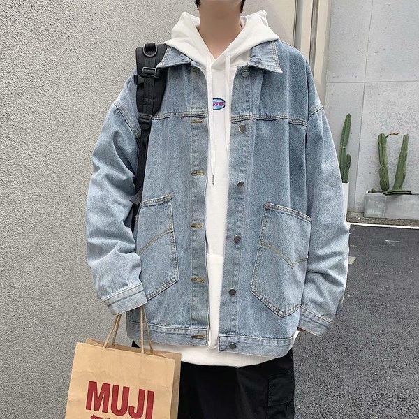 spring fall light denim coat men trend loose casual jacket men's jackets, Black;brown
spring fall light denim coat men trend loose casual jacket men's jackets, Black;brown