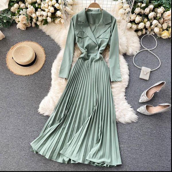 spring and women dress summer womens pleated elegant lady v neck green long sleeved commuter suit collar vintage femme robe, Black;gray
spring and women dress summer womens pleated elegant lady v neck green long sleeved commuter suit collar vintage femme robe, Black;gray