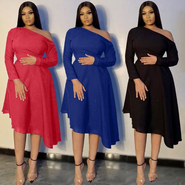 casual dresses fshion women's long-sleeved small dress oblique shoulder solid color stretch fabric irregular hem waist temperament, Black;gray
casual dresses fshion women's long-sleeved small dress oblique shoulder solid color stretch fabric irregular hem waist temperament, Black;gray