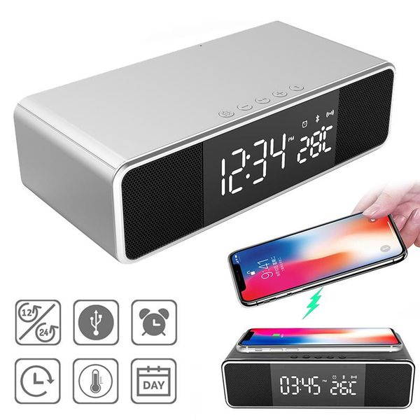 electronic alarm clock wireless mobile phone charging temperature time display digital with fm radio bluetooth speaker other clocks & access
electronic alarm clock wireless mobile phone charging temperature time display digital with fm radio bluetooth speaker other clocks & access