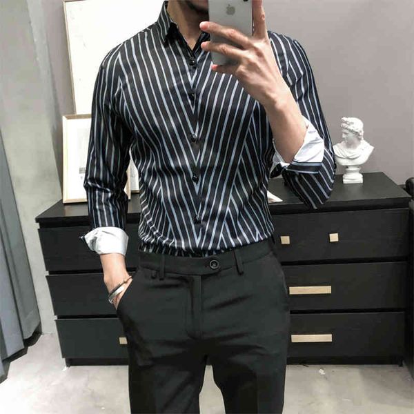 men's casual shirts british style business work shirt fashion 2021 long sleeve irregular striped slim fit digital print prom tuxed, White;black
men's casual shirts british style business work shirt fashion 2021 long sleeve irregular striped slim fit digital print prom tuxed, White;black