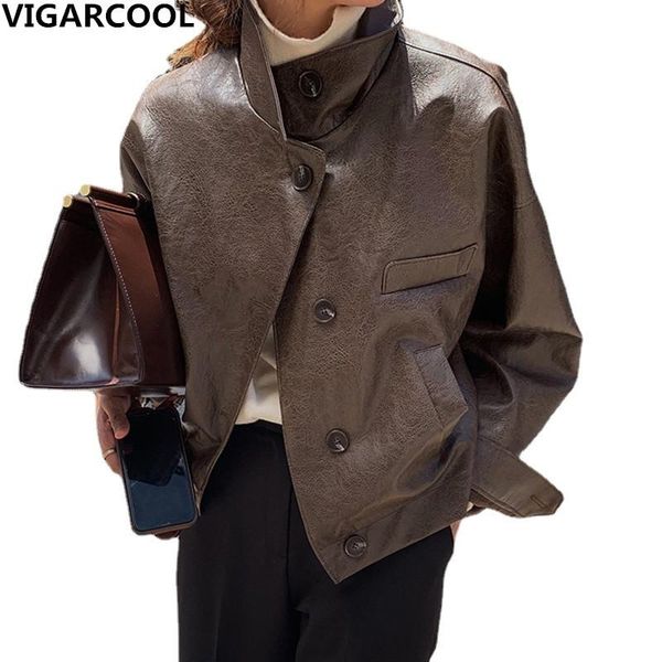 women's leather & faux simple jacket women autumn handsome stand-up collar loose casual long-sleeved motorcycle pu short female, Black
women's leather & faux simple jacket women autumn handsome stand-up collar loose casual long-sleeved motorcycle pu short female, Black