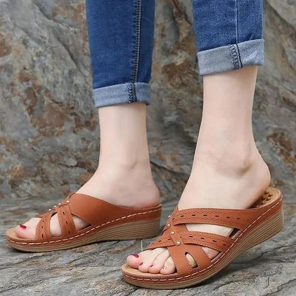 slippers women summer mid heels wedges shoes woman vintage pu leather slides gladiator sandalias mujer sapato feminino d833, Black
slippers women summer mid heels wedges shoes woman vintage pu leather slides gladiator sandalias mujer sapato feminino d833, Black