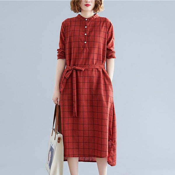 korea style plaid blouse dress long sleeve linen cotton autumn lace-up office lady work women spring casual dresses, Black;gray
korea style plaid blouse dress long sleeve linen cotton autumn lace-up office lady work women spring casual dresses, Black;gray