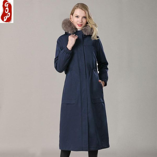 women's fur & faux real parka winter jacket women natural rex liner long coat female collar thick warm hiver 03, Black
women's fur & faux real parka winter jacket women natural rex liner long coat female collar thick warm hiver 03, Black