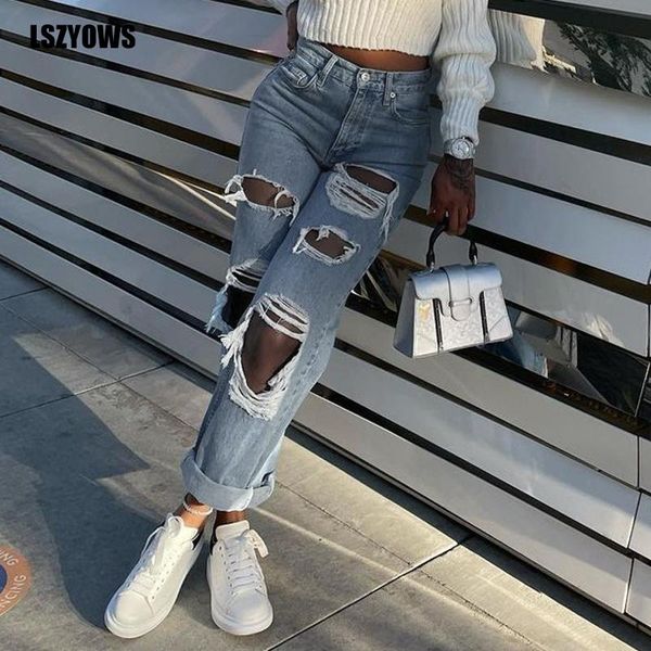 women ripped jeans 2021 spring fashion loose destroyed hole denim casual vintage wide leg pants trousers female streetwear women's, Blue
women ripped jeans 2021 spring fashion loose destroyed hole denim casual vintage wide leg pants trousers female streetwear women's, Blue