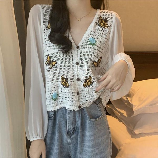 women's knits & tees chiffon shirt, western style blouse, 2021 spring and autumn temperament, leisure all-match long-sleeved cardigan, White
women's knits & tees chiffon shirt, western style blouse, 2021 spring and autumn temperament, leisure all-match long-sleeved cardigan, White
